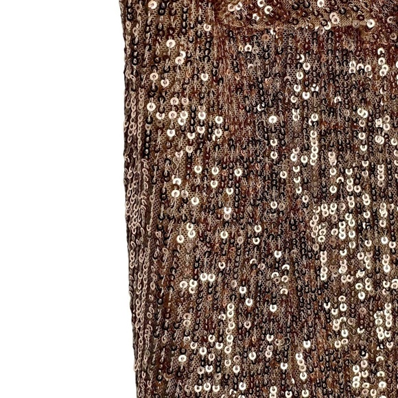 FREE PEOPLE FRIDA BRONZE SEQUIN RUFFLE BUST MINI STRAPLESS PARTY COCKTAIL DRESS - Picture 15 of 17